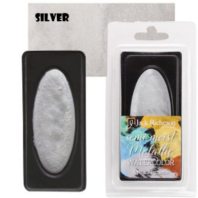 Richeson Collegiate Semi-Moist Metallic Watercolor Pan 10grams - Silver