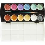 Richeson Semi-Moist Collegiate Metallic Watercolor Set with Brush - 12 Colors