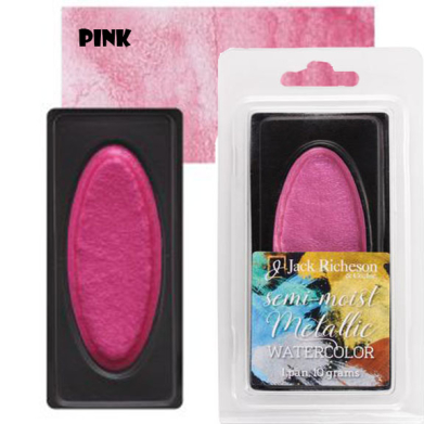 Richeson Collegiate Semi-Moist Metallic Watercolor Pan 10grams - Pink