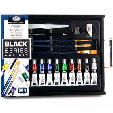 Royal Langnickel Essentials Clear Pallet Black Series Acrylic Art Set - (21 Pieces) RSET-ART4104