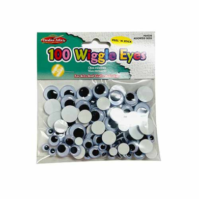Charles Leonard Black Peel 'N Stick Assorted Sizes Wiggly Eyes-100ct