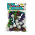 Charles Leonard Glitter Pom Poms 1"-40ct