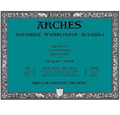Arches Watercolor Cold Press Block 10"x14"- (10 Sheets, 300lb)