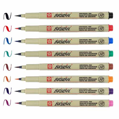 Sakura Pigma Brush Pen Assorted- 8pc  38062