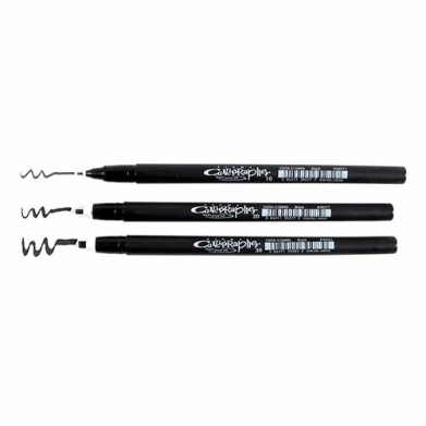 Sakura Pigma Calligrapher Black Pen Set-3pc, 1mm, 2mm, 3mm