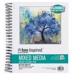 Bee Inspired Artist Jumbo Mixed Media Pad 9"x12" 114lbs, 120 sheets Side Spiral Bound