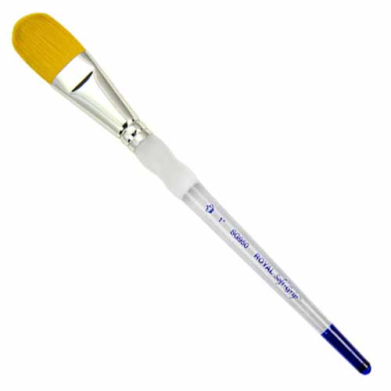 Royal Langnickel Soft-Grip Golden Taklon Brush - Short Handle, Oval Mop 1"