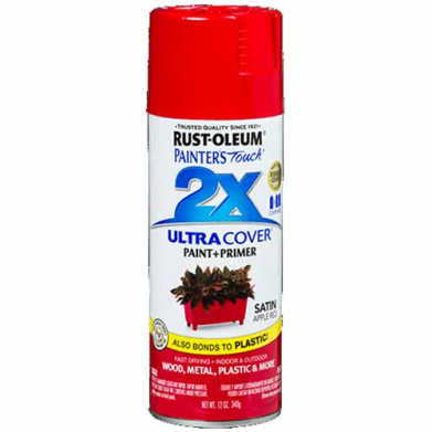 2x Ultra Cover 12oz Satin Spray- Apple Red