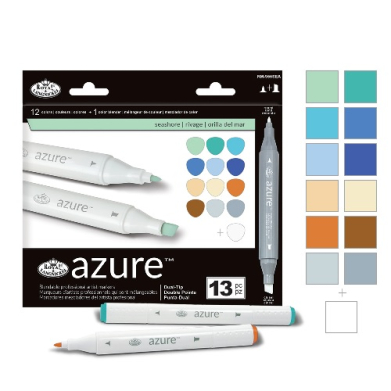 Royal Langnickel Azure Dual-Tip Alcohol Marker Set - 13pc Seashore