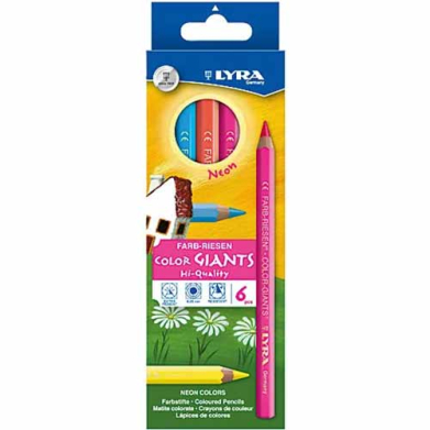 Farb-Riesen Color Giants Lacquared Colored Pencils- 6ct Neons  L3941063