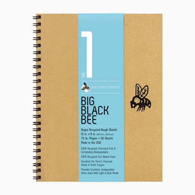 Big Black Bee Recycled Rough Sketch Journal 6x9- 50shts