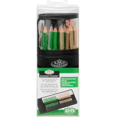 Royal Langnickel Essentials Fluorescent/Metallic Pencil Roll-Up Travel Set RART-2303