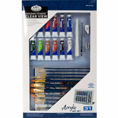 Essentials Deluxe Clearview Acrylic Painting Set 31pc - RSET-ART3302