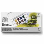 Winsor & Newton Cotman Watercolor Pocket Set- Landscape Travel Brush & 8 Half Pans
