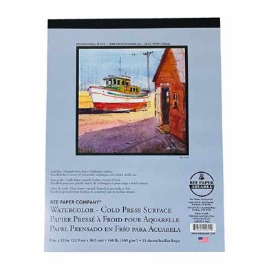Bee Aquabee Watercolor Pad 9" x 12" (15 Sheets, 140lb) Cold Press Surface BEE1136T15-912