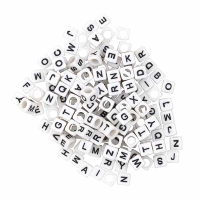 Alphabet Beads- 6mm Black/White (150ct)