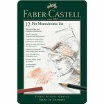 Faber Castell Pitt Monochrome Drawing Set in Metal Tin- 12ct
