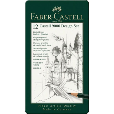 9000 Graphite Pencil Metal Tin- 12ct (Design Set)