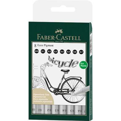 Faber-Castell Ecco Pigment Techincal Pens- 8ct Black   166008