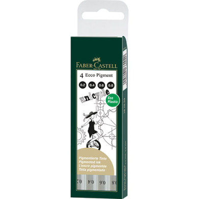 Faber-Castell Ecco Pigment Techincal Pens- 4ct Black  167004