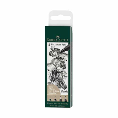 Faber Castell Pitt Artist Pens Wallet- Black (4ct) 167115
