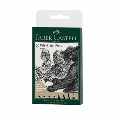 Faber Castell Pitt Artist Pens Wallet- Black (8ct) 167158