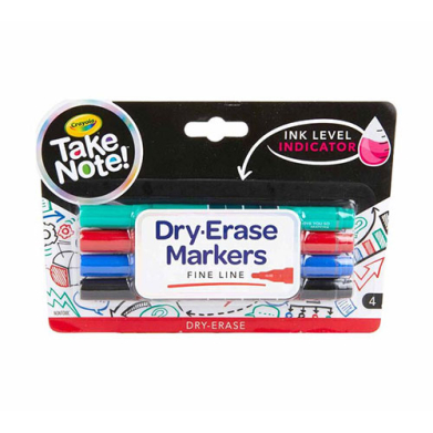 Crayola Take Note! -4ct Fine Line Dry Erase Markers