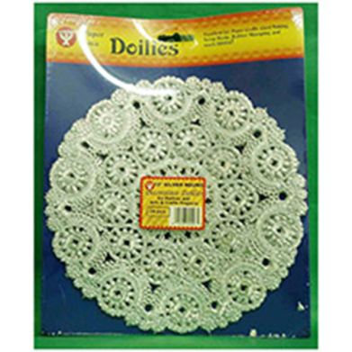 Hygloss 10" Silver Round Doilies- 24ct