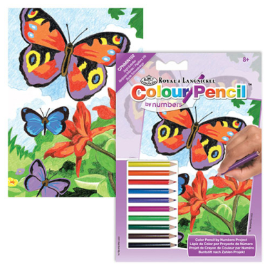 Colored Pencil By Number Mini Art Kit- Bright Butterflies