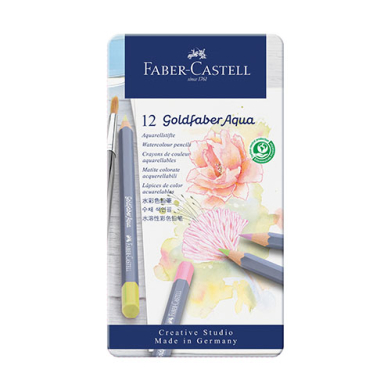 Faber Castell Creative Studio Goldfaber Aqua Watercolor Pencil Metal Box- 12ct  FC114622