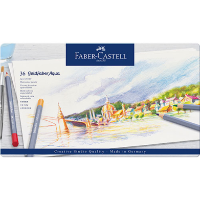 Faber Castell Creative Studio Goldfaber Aqua Watercolor Pencil Metal Tin- 36ct  FC114636