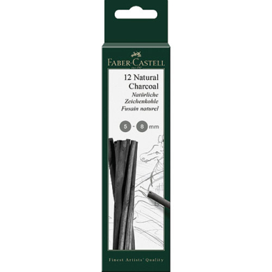 Faber Castell Natural Willow Charcoal Sticks- 12ct (5-8mm)