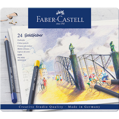 Faber Castell Creative Studio Goldfaber Colored Pencil Metal Tin- 24ct   FC214724
