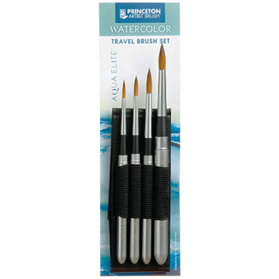 Princeton Aqua Elite Professional Travel Brush Set for Watercolors - 4pc