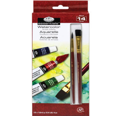 Royal Langnickel Essentials Watercolor Paints 4oz/12ml with two brushes- (12 Pack) WAT12