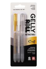 Sakura Retractable Craft Gelly Roll Pen - 3pk (gold, white, silver)