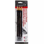General's Peel & Sketch Charcoal Pencil - Assorted 3 pack with kneaded eraser Set