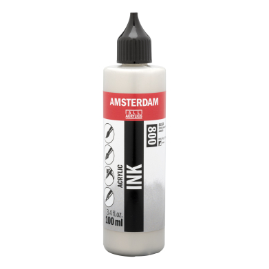 Royal Talens Amsterdam Acrylic Ink - (3.4oz/250ml) Silver RT17218000