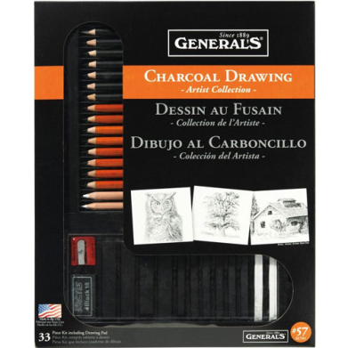 General's Artist Charcoal Drawing Kit - (33Pieces) Retro Collection 57-RETRO