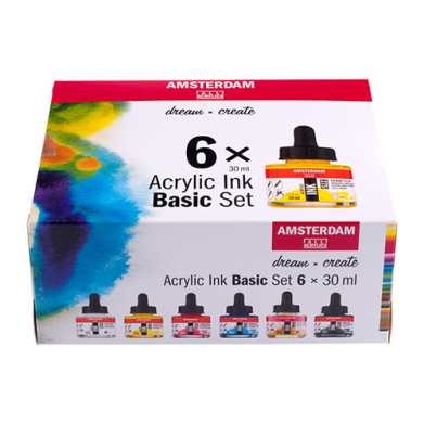 Royal Talens Amsterdam Acrylic Ink Basic 6 pack Set  RT17209101