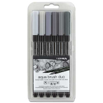 Lyra Aqua Brush Duo Marker 6ct Set Grey Tones  LYL6521063