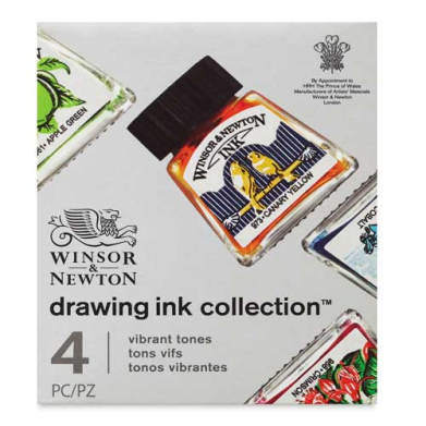 Winsor & Newton Dye-Based Drawing Ink - 4ct Vibrant Tones Collections WN1090105