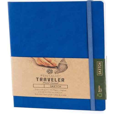 Pentalic Traveler Pocket Journal 4" x 6" - (160 Pages, 74lb) Sketch, Bright Blue