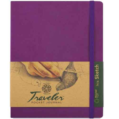 Pentalic Traveler Pocket Journal 4" x 6" - (160 Pages, 74lb) Sketch, Purple