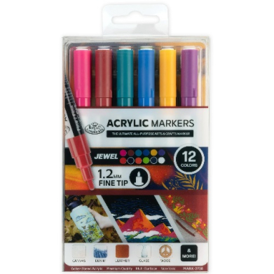 Royal Langnickel Acrylic Paint Marker Set - 12ct 1.2mm Jewel Collection  MARK-2720