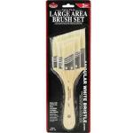 Royal Langnickel 3 Pack Angular White Bristle Short Handle Large Area Brush Set - 1 Inch,2 Inch,3 Inch