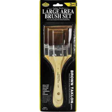 Royal Langnickel 3 Pack Brown Taklon Short Handle Large Area Brush Set - 1 Inch,2 Inch,3 Inch