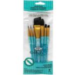 Royal & Langnickel Crafters Choice Rubber Grip Brush Set - (7 Pieces) Black Taklon Variety  RCC 416