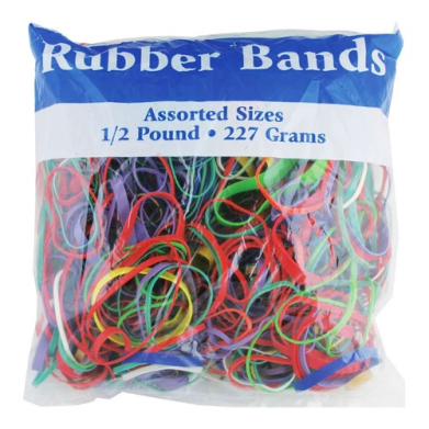 Bazic Assorted Dimensions 227g/ 0.5 lbs. Rubber Bands BZ465