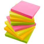 Bazic Stick On Notes 3" X 3" Neon 100 Ct. (12/pk)  BZ5162